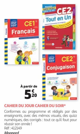 Auchan CAHIER DU JOUR CAHIER DU SOIR* offre