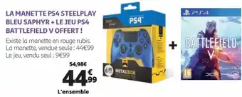 LA MANETTE PS4 STEELPLAY BLEU SAPHYR + LE JEU PS4 BATTLEFIELD V OFFERT!