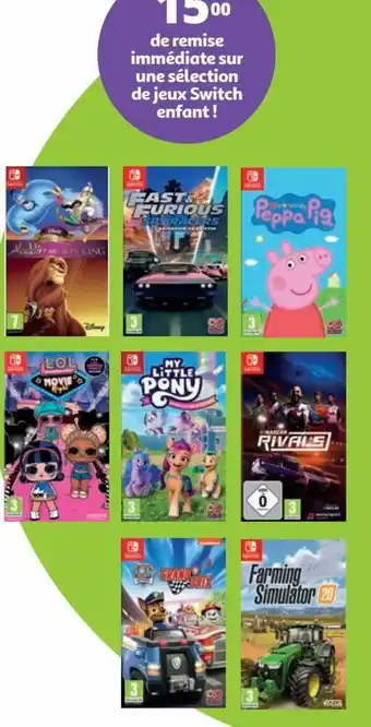Auchan sur une sélection de jeux Switch enfant ! offre