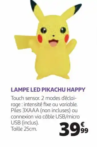 Auchan LAMPE LED PIKACHU HAPPY offre