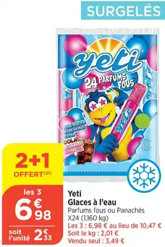 Yeti Glaces à l'eau Parfums fous ou Panachés X24 (1,160 kg)