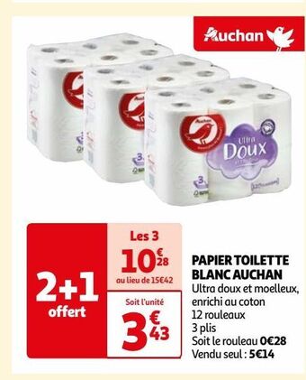 Auchan Papier toilette blanc auchan offre