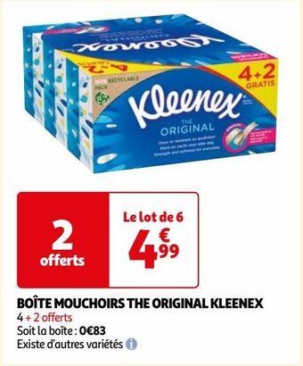 Auchan Boîte mouchoirs the original kleenex offre