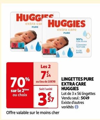 Auchan Lingettes pure extra care huggies offre