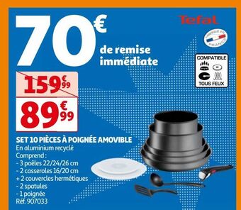 Auchan Set 10 pièces à poignée amovible offre