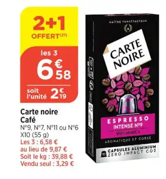 Bi1 Carte noire Café offre