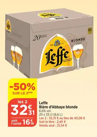 Bi1 Leffe Bière d'Abbaye blonde offre