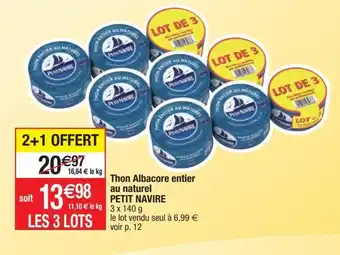 Cora x Carrefour Thon Albacore entier au naturel offre