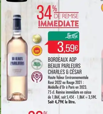 Match BORDEAUX AOP BEAUX PARLEURS CHARLES & CÉSAR offre