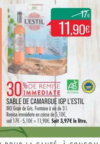 Match SABLE DE CAMARGUE IGP L'ESTIL offre