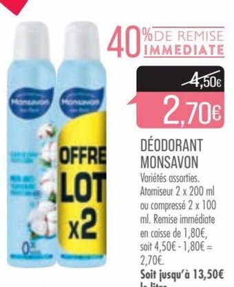 Match DÉODORANT MONSAVON offre