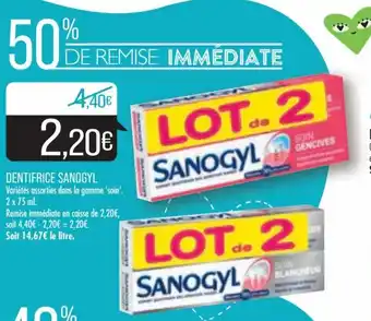 Match DENTIFRICE SANOGYL Variétés assorties dans la gamme 'soin'. 2 x 75 ml. offre