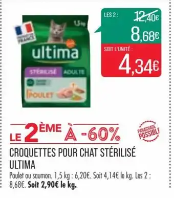 Match CROQUETTES POUR CHAT STÉRILISÉ ULTIMA offre
