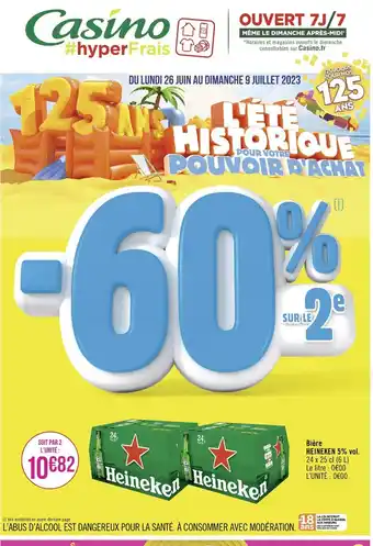 Géant Casino Bière HEINEKEN 5% vol. offre