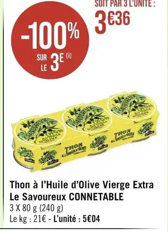 Géant Casino Thon à l'Huile d'Olive Vierge Extra offre