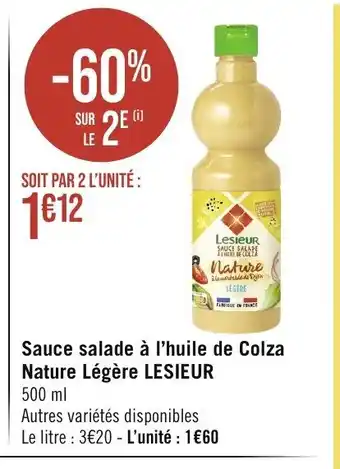 Géant Casino Sauce salade à l'huile de Colza Nature Légère LESIEUR 500 ml offre