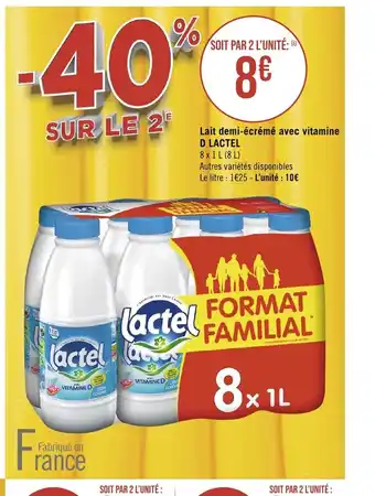 Géant Casino Lait demi-écrémé avec vitamine D LACTEL offre