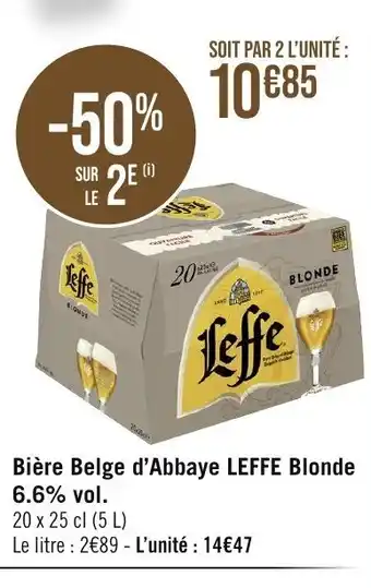 Géant Casino Bière Belge d'Abbaye LEFFE Blonde 6.6% vol. offre