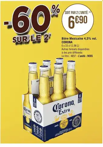 Géant Casino Bière Mexicaine 4,5% vol. CORONA offre