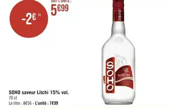 Géant Casino SOHO saveur Litchi 15% vol. 70 cl offre