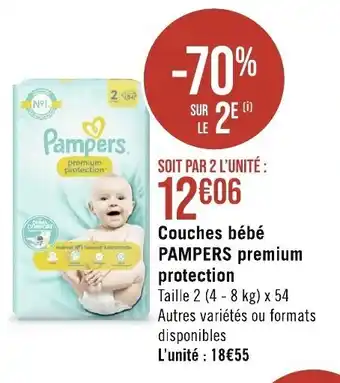 Géant Casino Couches bébé PAMPERS premium protection offre
