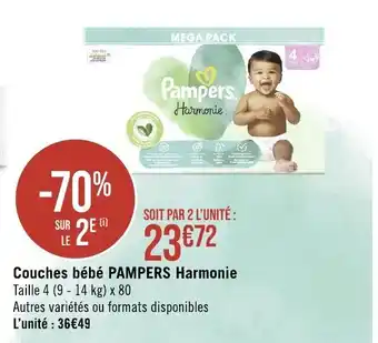 Géant Casino Couches bébé PAMPERS Harmonie offre