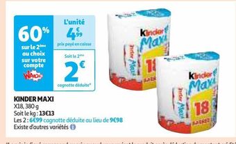Auchan Supermarché Kinder maxi offre