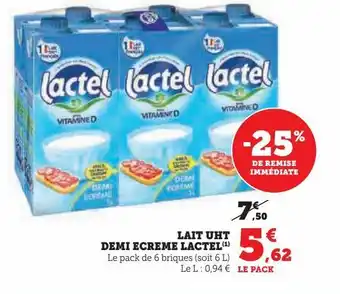 U Express Lait uht demi ecreme lactel offre