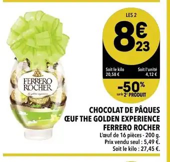 Supeco Chocolat de Pâques Œuf The Golden Experience offre