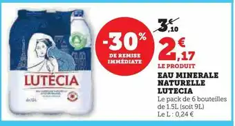 U Express Eau minerale naturelle lutecia offre