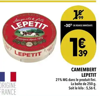Supeco Camembert Lepetit offre