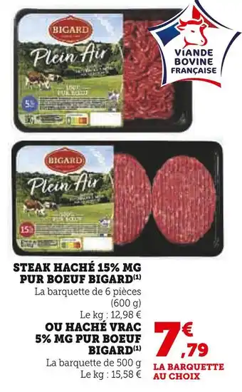 U Express Bigard steak haché 15% mg pur boeuf offre