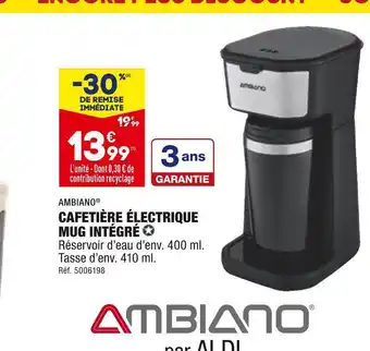 ALDI Ambiano cafetière électrique mug intégré offre