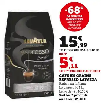 U Express Lavazza café en grains espresso offre
