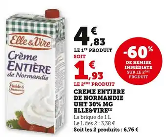 U Express Elle&vire creme entiere de normandie uht 30% mg offre