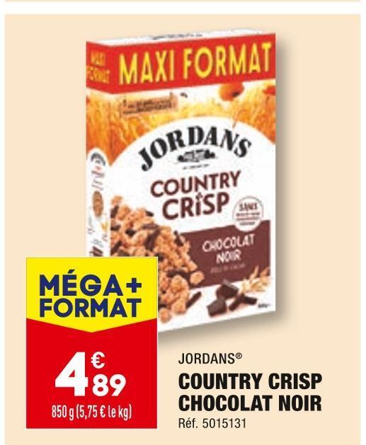Promo Jordans country crisp chocolat noir chez ALDI
