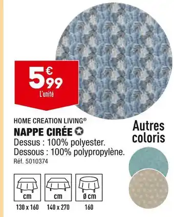 ALDI Home creation living nappe cirée offre