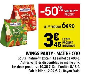 Supeco Maître coq wings party offre