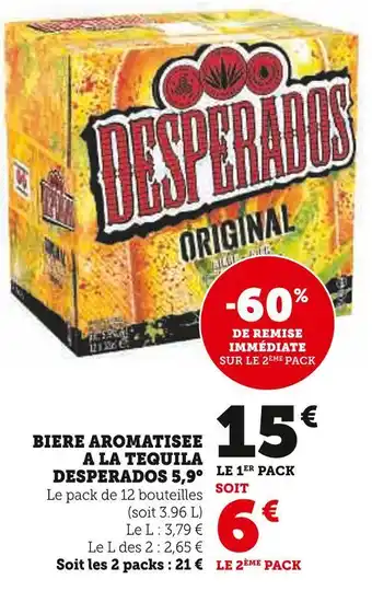Super U Desperados bière aromatisée a la tequila 5,9° offre