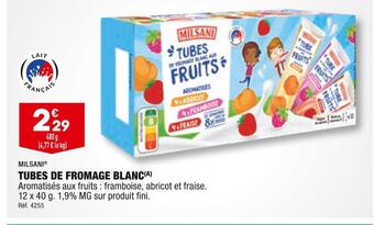 ALDI Milsani tubes de fromage blanc offre