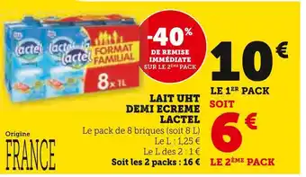 Super U Lactel lait uht demi ecreme offre