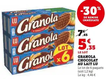 Super U Lu granola chocolat au lait offre