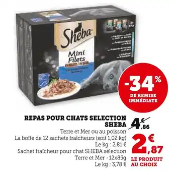 Super U Sheba repas pour chats selection offre