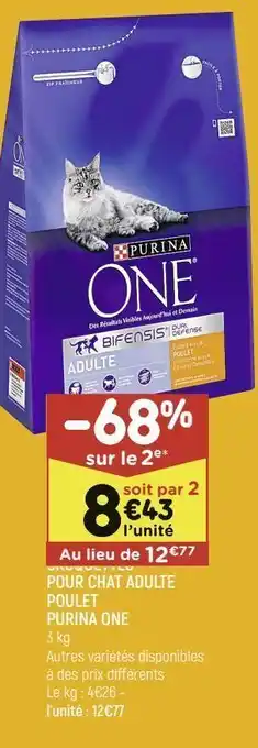 Leader Price Croquettes pour chat adulte poulet purina one offre