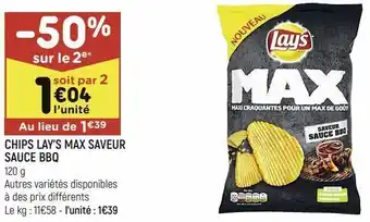 Leader Price Chips lay's max saveur sauce bbq offre