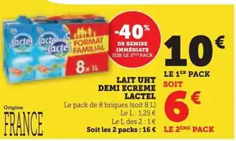 Hyper U Lait uht demi ecreme lactel offre