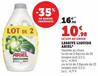Hyper U Lessive liquide ariel offre
