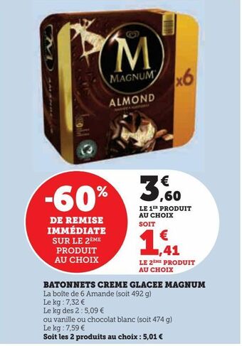 Hyper U Batonnets creme glacee magnum offre