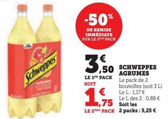 Hyper U Schweppes agrumes offre