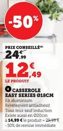 Hyper U Casserole easy series 18cm offre